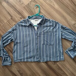Ardene Blue Striped Button Down Shirt